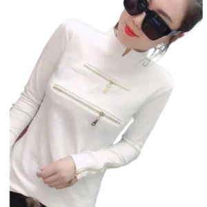 Zipper Deco Women T-shirts