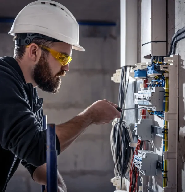 male-electrician-works-switchboard-with-electrical-connecting-cable